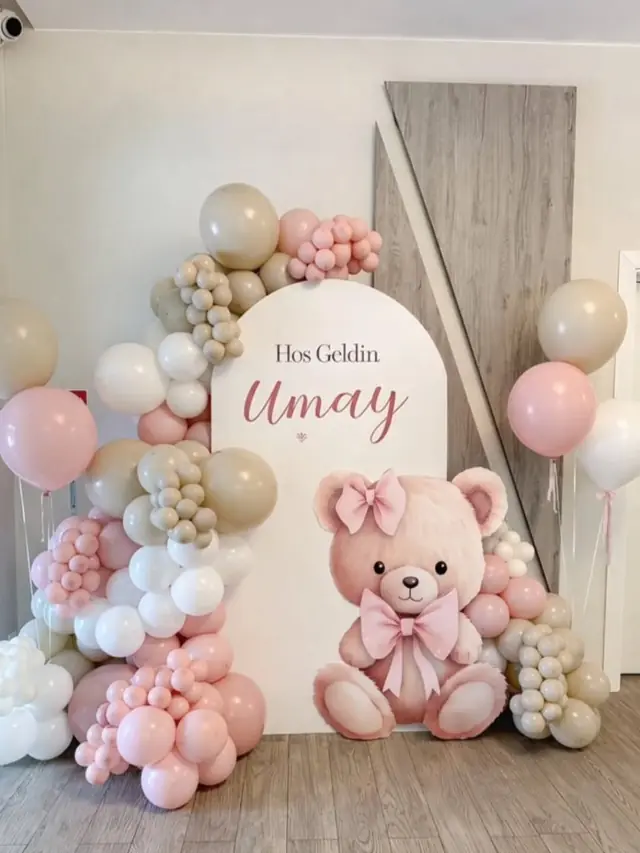Hoş geldin Umay yazılı pembe hastane odası süslemesi